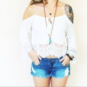 Mahina cold shoulder lace top